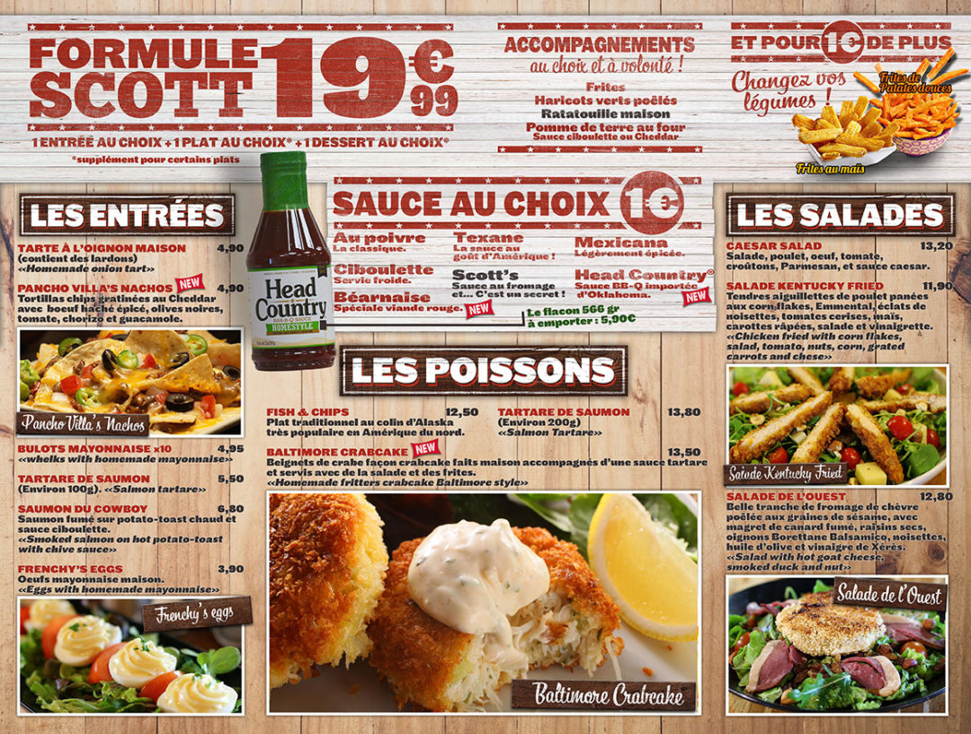 Menus chez Oncle Scott's dédiés aux States : Burgers, grillades,